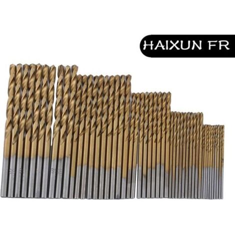 Forets HSS enduits de titane - 50 pièces - Ø 1/1,5/2/2,5/3 mm