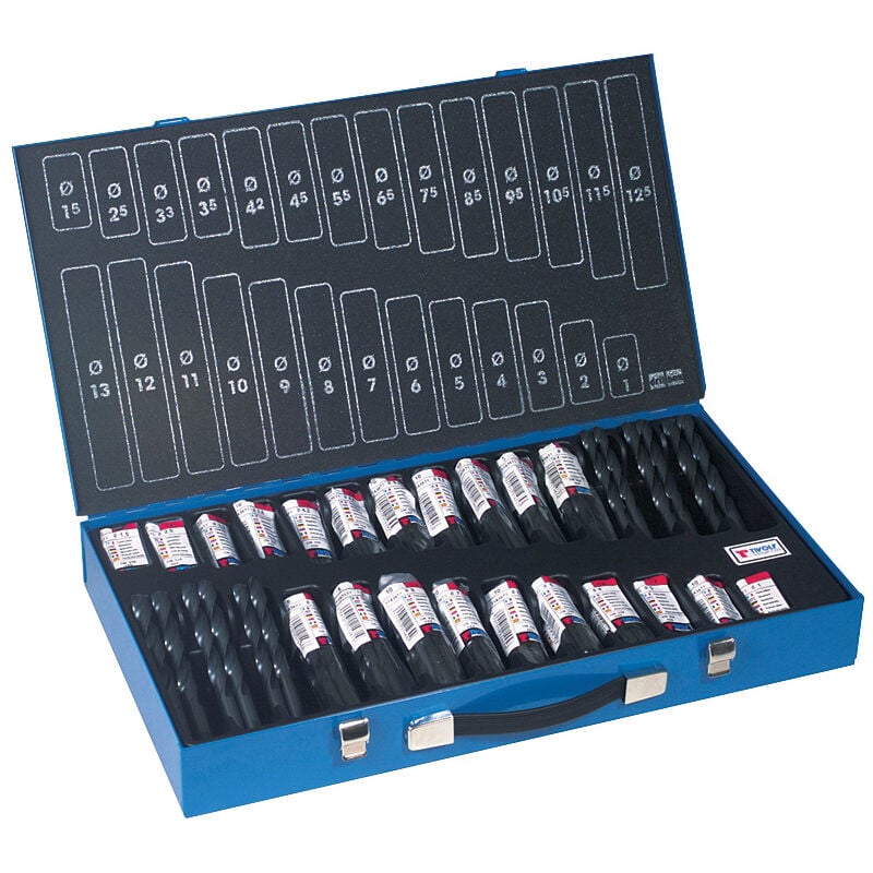 Tivoly - Mallette 222 forets métaux hss steam taillés meulés pointe en croix ø 1 à 13 par 1/2 essential