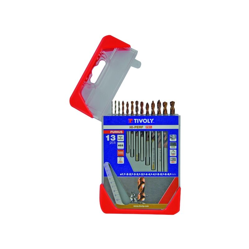 Tivoly - Coffret de 13 forets métaux hss revêtus furius fusio pointe fendue 11454170006