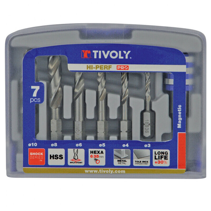 Tivoly - Coffret de 6 forets hss queue hexagonale 1/4' 11437070002