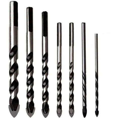 Forets multi-matériaux en carbure de tungstène – Lot de 7 mèches pour porcelaine, céramique, béton, brique, verre et miroir