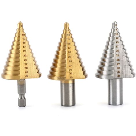 Forets pagodes à queue hexagonale 3 forets pagodes à queue ronde Scie cloche polyvalente Foret étagé Scie cloche pour le travail du bois
