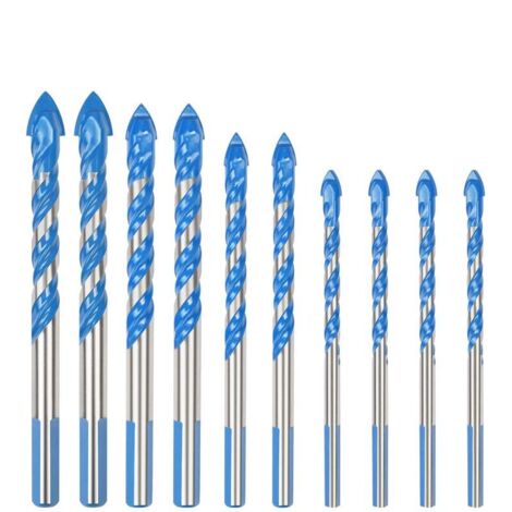 Forets pour carreaux de verre, 10 pcs multi-matériaux Triangle porcelaine foret métal forets pour carreaux de verre marbre miroir bois, 6mm/8mm/10mm/12mm - RWDIY ›Outillage à main et électrique› Acces