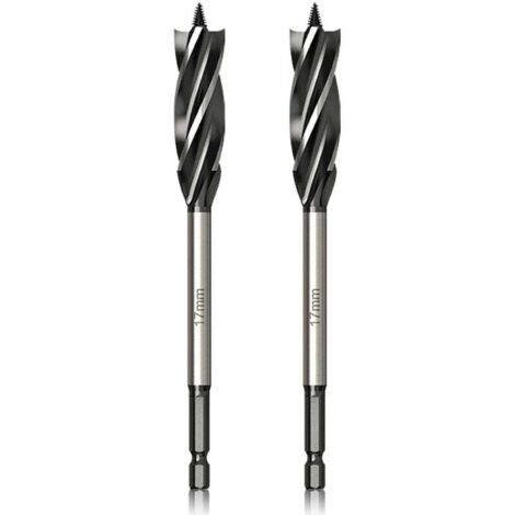 Forets professionnels pour le travail du bois, 17 mm x 165 mm x 2 pièces, forets à guidage automatique, forets à queue hexagonale de 1/4 de pouce, adaptés au travail du bois.