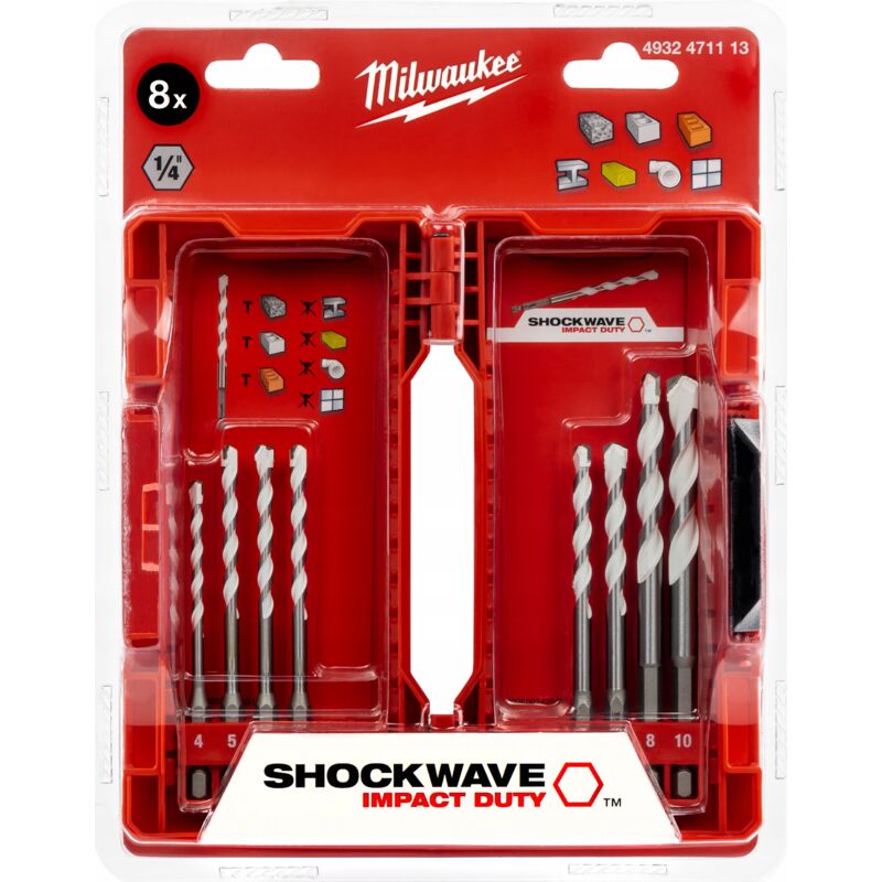 Milwaukee - Forets universels, jeu de 8, 4/5/5,5x2/6/7/8/10