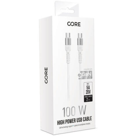 Forever Core High Power cable USB - USB-C 2,0 m white 100W  for GaN