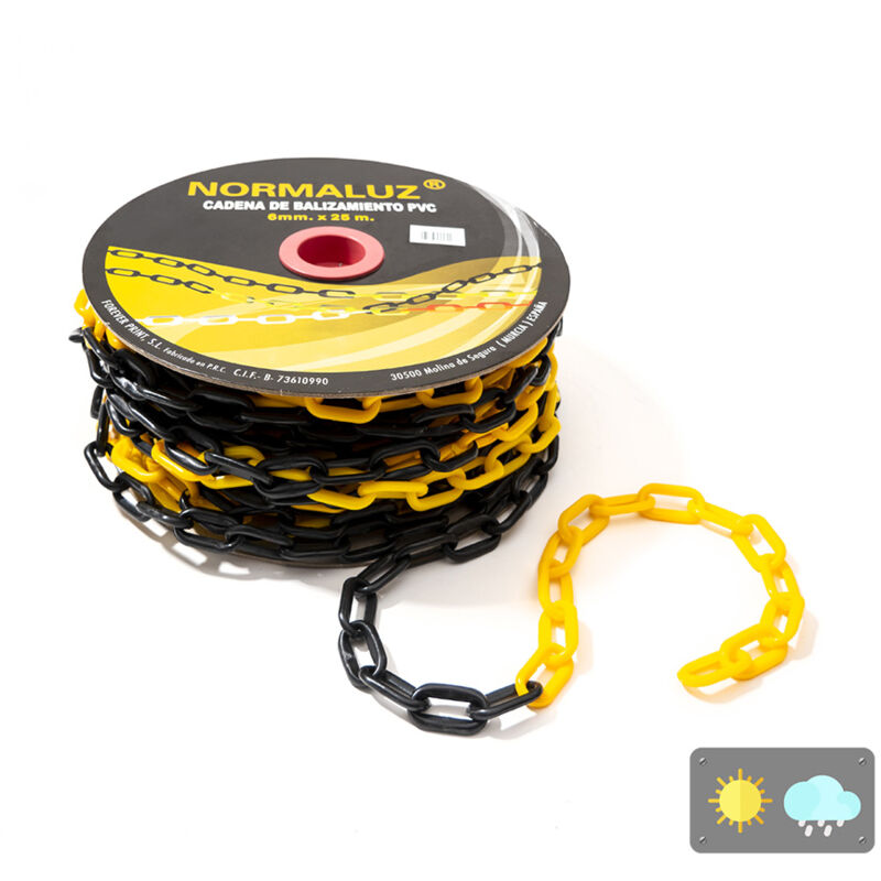 Normaluz RD80740 Chaîne en plastique 6 mm noir jaune 25 m, 25m