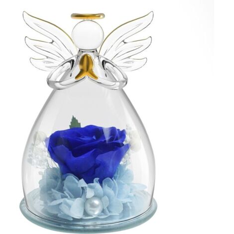 Forever Rose Angel Cadeaux Femme , Fleur Artificielle Fleurs éternelles Galaxy ,maitressedecole Rose Cadeaux maitressedecole mères Fete des, Saint Valentin, Anniversaire et Anniversaire (Bleu)