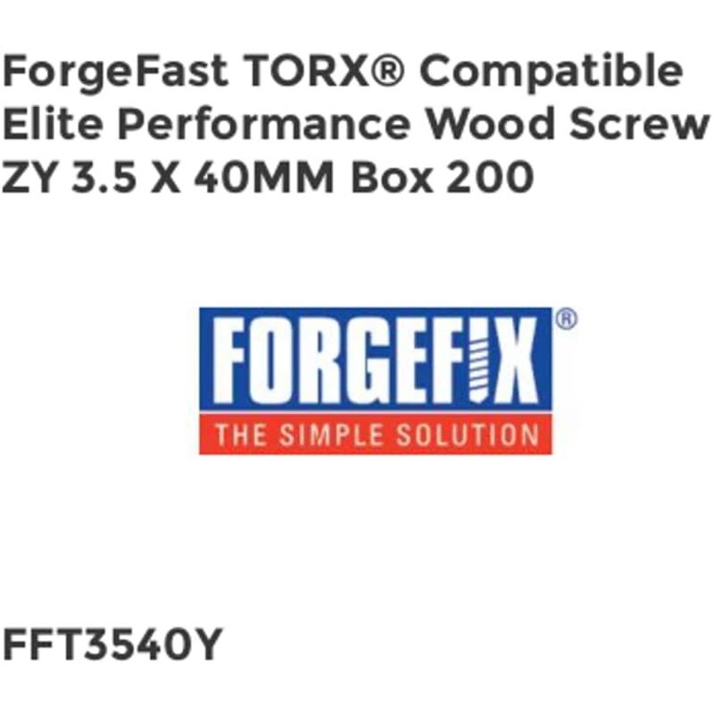 Forgefix - ForgeFast torx Compatible Elite Performance Wood Screw zy 3.5 x 40mm Bo