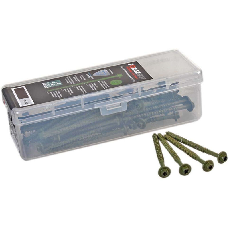 Forgefix - Hexagonal/TORX Compatible Timber T30 Screws Green 7x200mm Tub 50 FORTF7