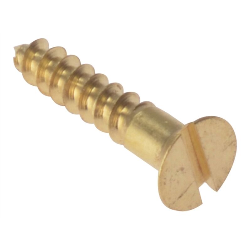 Forgefix - Wood Screw Slotted csk Solid Brass 1in x 6 Box 200 FORCSK16B