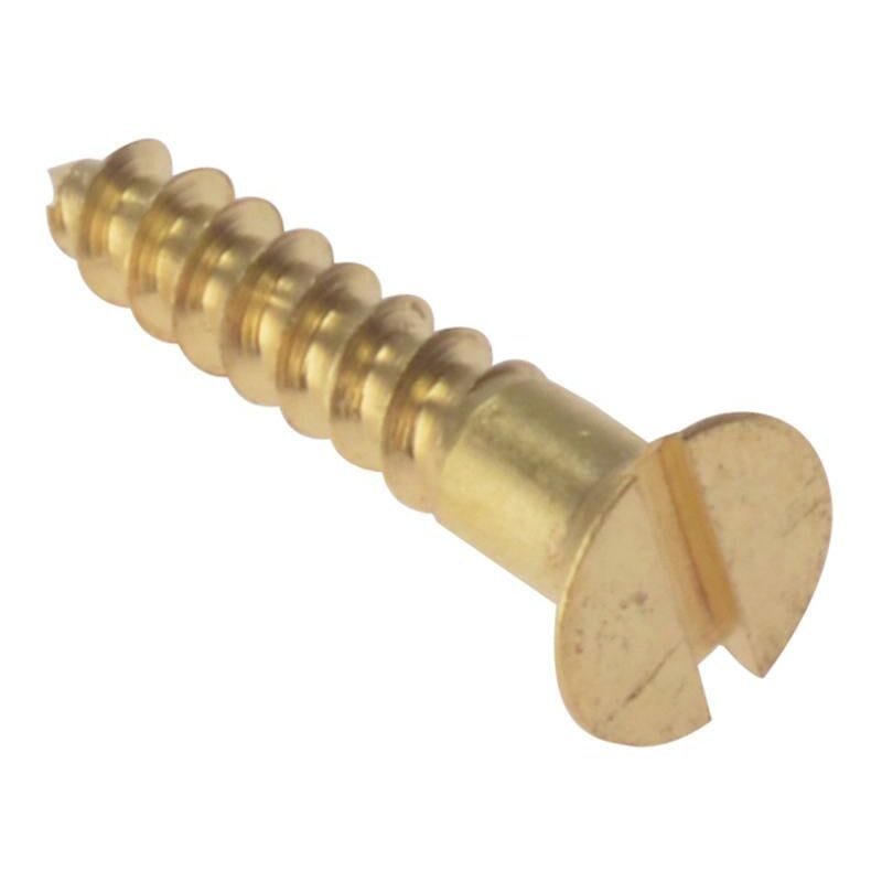 Forgefix - Wood Screw Slotted csk Solid Brass 1.1/2in x 6 Box 200 FORCSK1126B