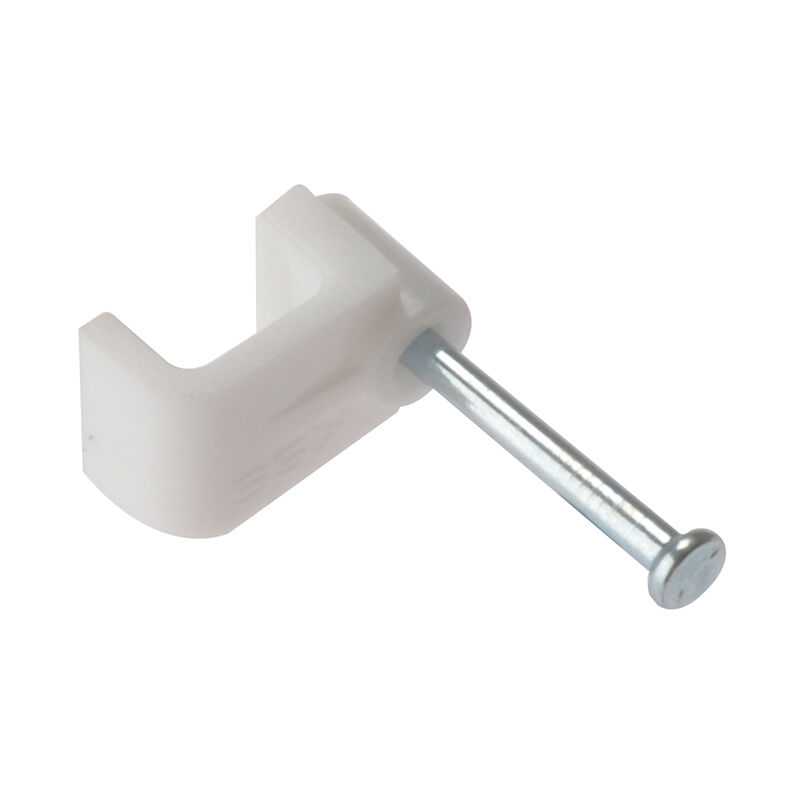 FCC1W Cable Clip Flat White 1.00mm Box 100 FORFCC1W - Forgefix