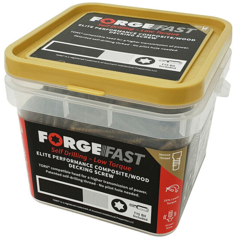 Forgefix - ForgeFast torx Compatible Decking Screws csk Tan 4.5x50 T25 Tub 600 for