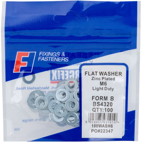 ForgeFix 100WASH6 Flat Washer Form B ZP M6 Bag 100 FORWASH6M