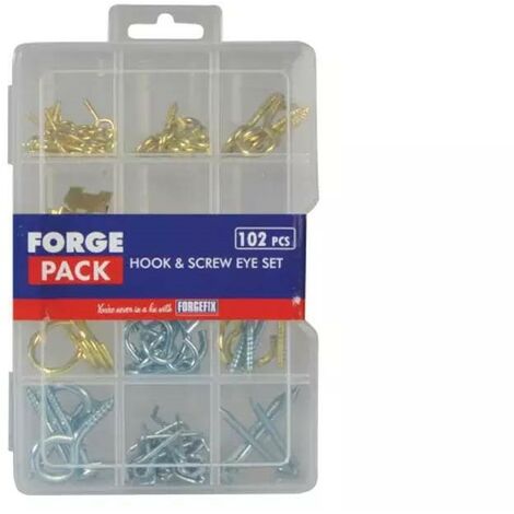 Forgefix 102 Piece Hook Screw Picture Hanging Assorted Set in Organiser FPHESET