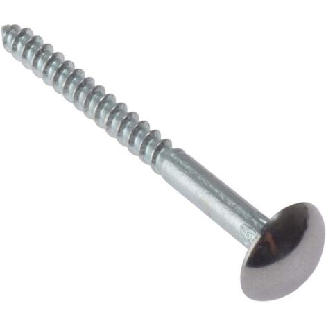 ForgeFix Chrome Plated Mirror Screw with Domed Top, Slotted CSK Head, Zinc Plated, 2-inch Length, Pack of 10