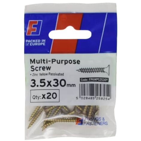 ForgeFix FPKMPS3530Y Multi-Purpose Pozi Screw CSK ST ZYP 3.5 x 30mm ForgePack 20