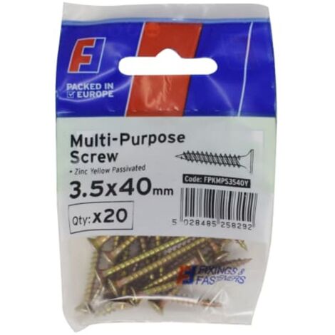 ForgeFix FPKMPS3540Y Multi-Purpose Pozi Screw CSK ST ZYP 3.5 x 40mm ForgePack 20