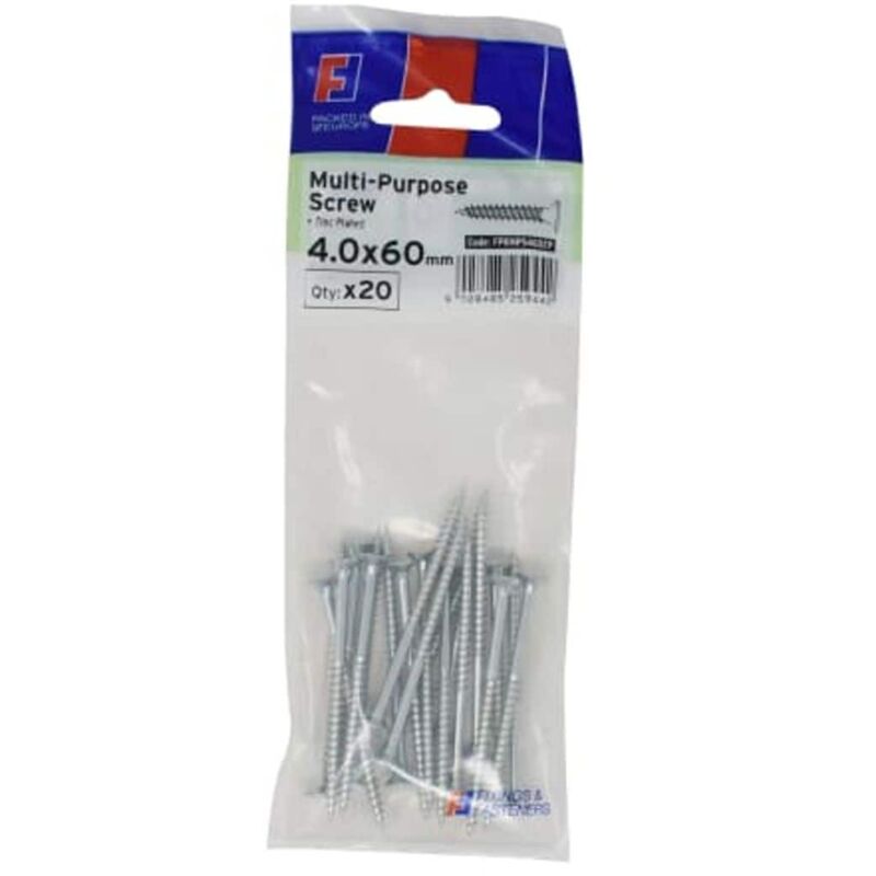 Forgefix - Multi-Purpose Pozi Screw csk st zp 4.0 x 60mm ForgePack 20 FORFPMS460Z
