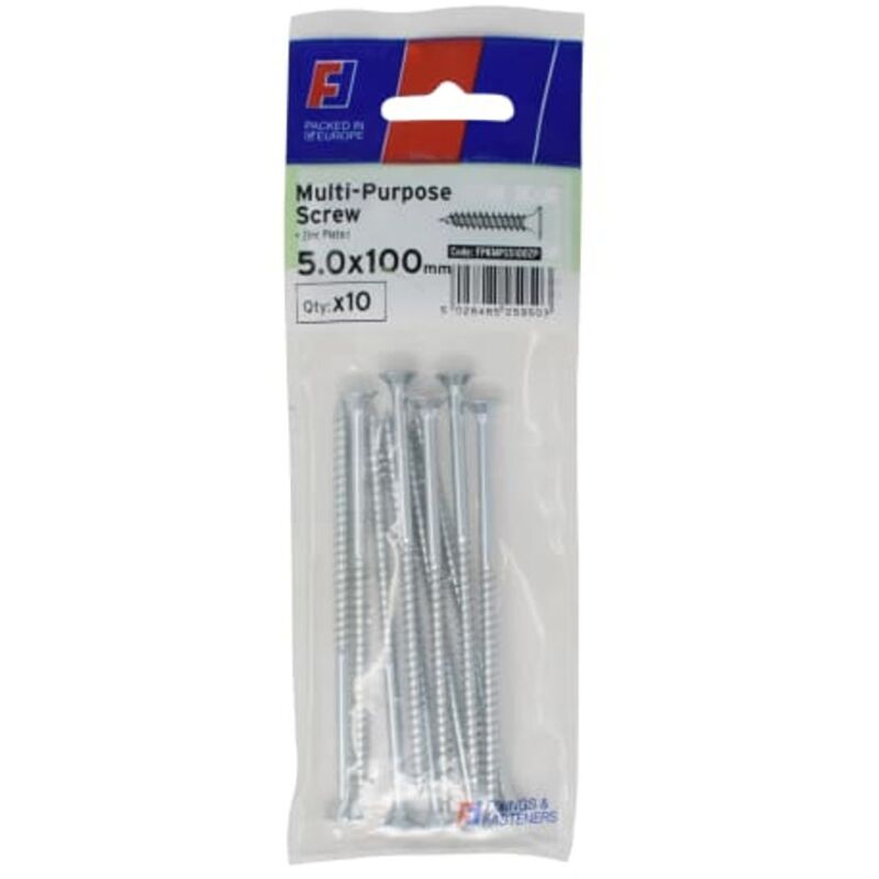 ForgeFix Multi-Purpose Pozi Screw CSK ST ZP 5.0 x 100mm ForgePack 10 FORFPMS5100Z