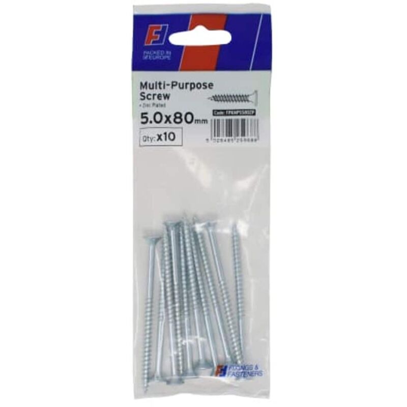 ForgeFix Multi-Purpose Pozi Screw CSK ST ZP 5.0 x 80mm ForgePack 10 FORFPMS580Z