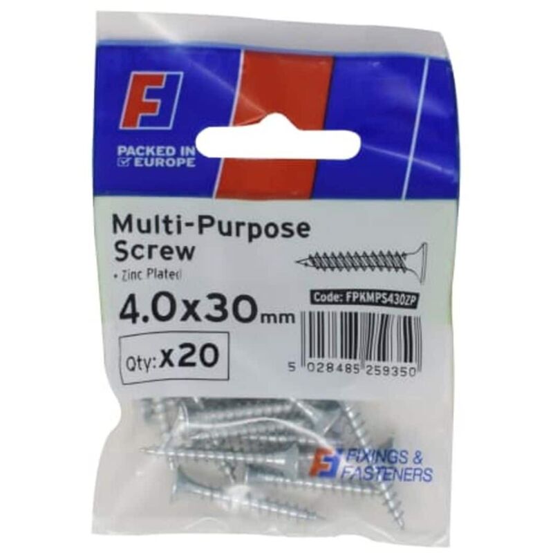 Forgefix - Multi-Purpose Pozi Screw csk st zp 4.0 x 30mm ForgePack 20 FORFPMS430Z