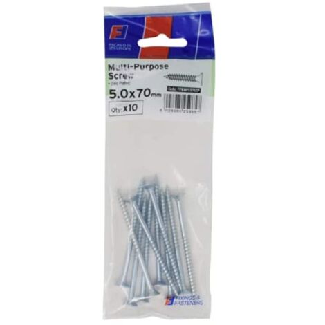ForgeFix Multi-Purpose Pozi Screw CSK ST ZP 5.0 x 70mm ForgePack 10 FORFPMS570Z