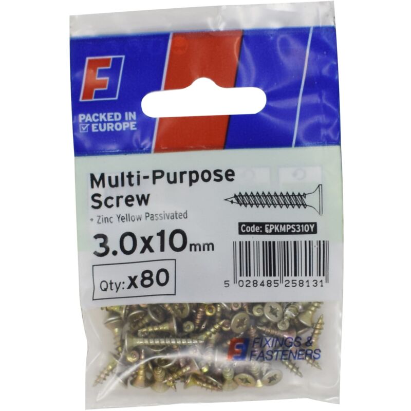 ForgeFix Multi-Purpose Pozi Screw CSK ST ZYP 3.0 x 10mm ForgePack 80