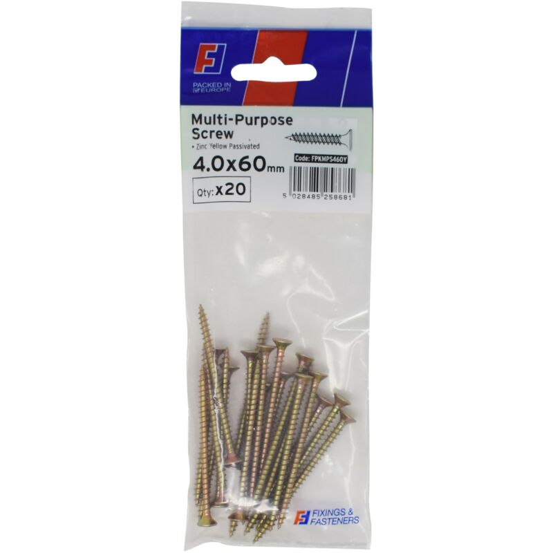 ForgeFix Multi-Purpose Pozi Screw CSK ST ZYP 4.0 x 60mm ForgePack 20