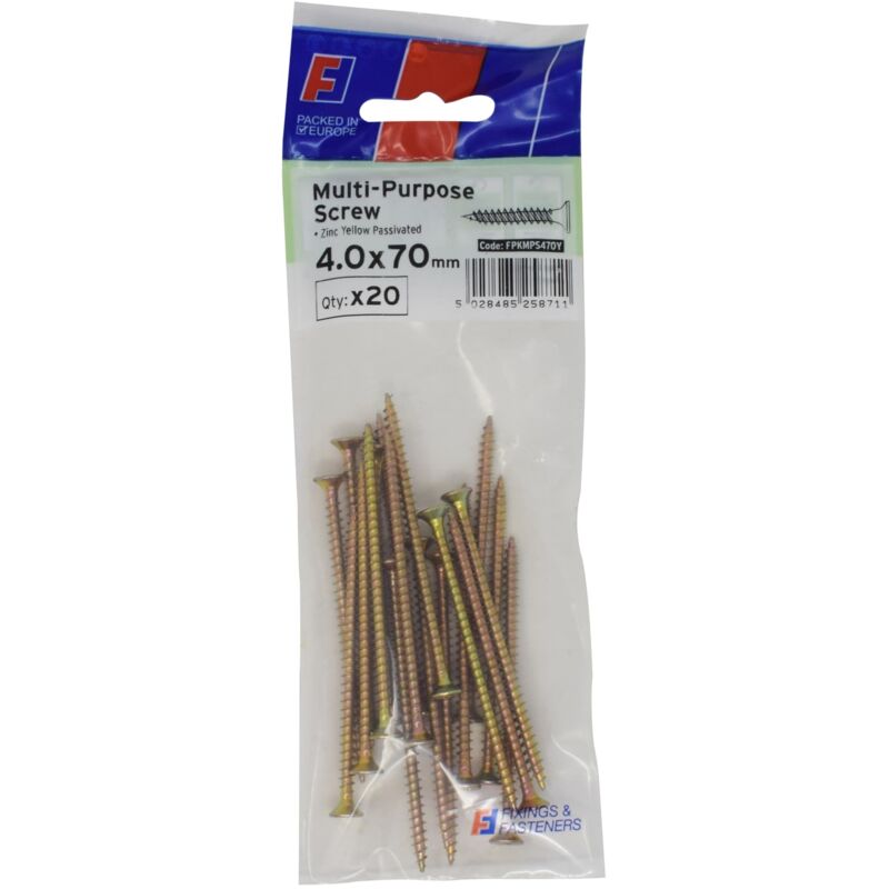 ForgeFix Multi-Purpose Pozi Screw CSK ST ZYP 4.0 x 70mm ForgePack 20