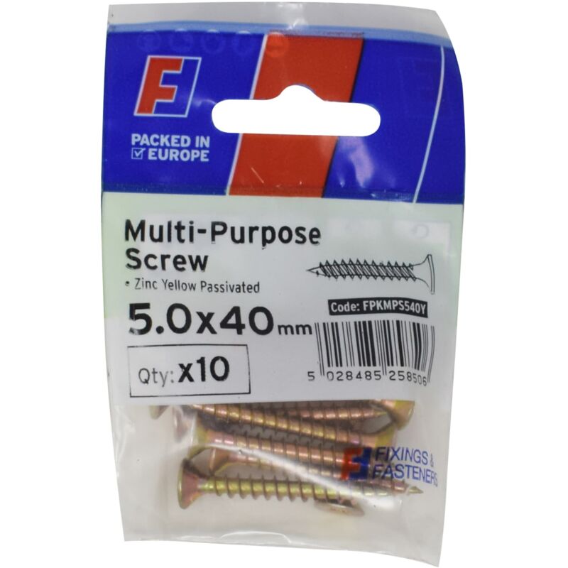 ForgeFix Multi-Purpose Pozi Screw CSK ST ZYP 5.0 x 40mm ForgePack 10