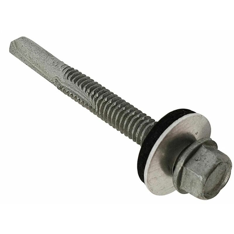 TechFast Roofing Sheet to Steel Hex Screw & Washer No.5 Tip 5.5 x 120mm Box 50 FORTFHW5120H