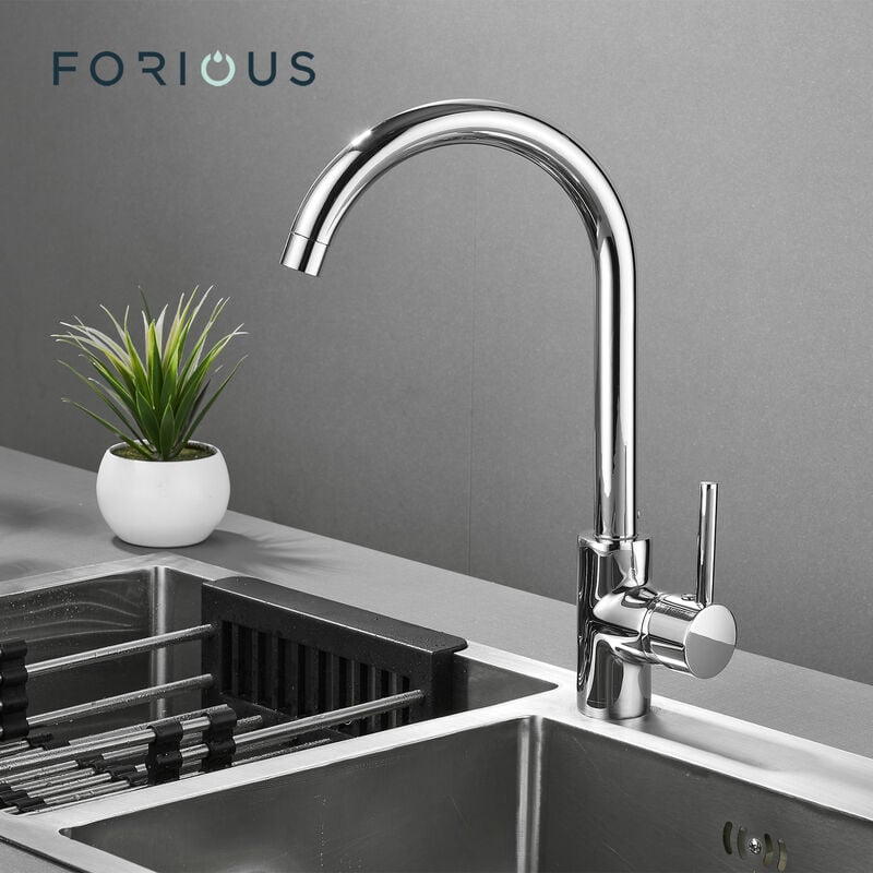 Robinet de Cuisine Rotatif à 360° Mitigeur Cuisine Chaude et Froide Robinet d'évier Monocommande en Laiton Chromé - Forious
