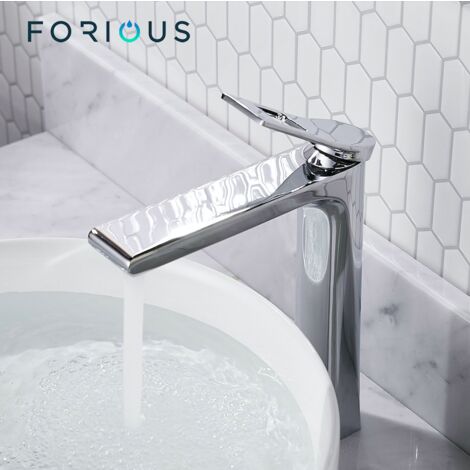 FORIOUS Robinet Vasque à Poser Mitigeur de Lavabo Chromé à Poignée Unique en Laiton