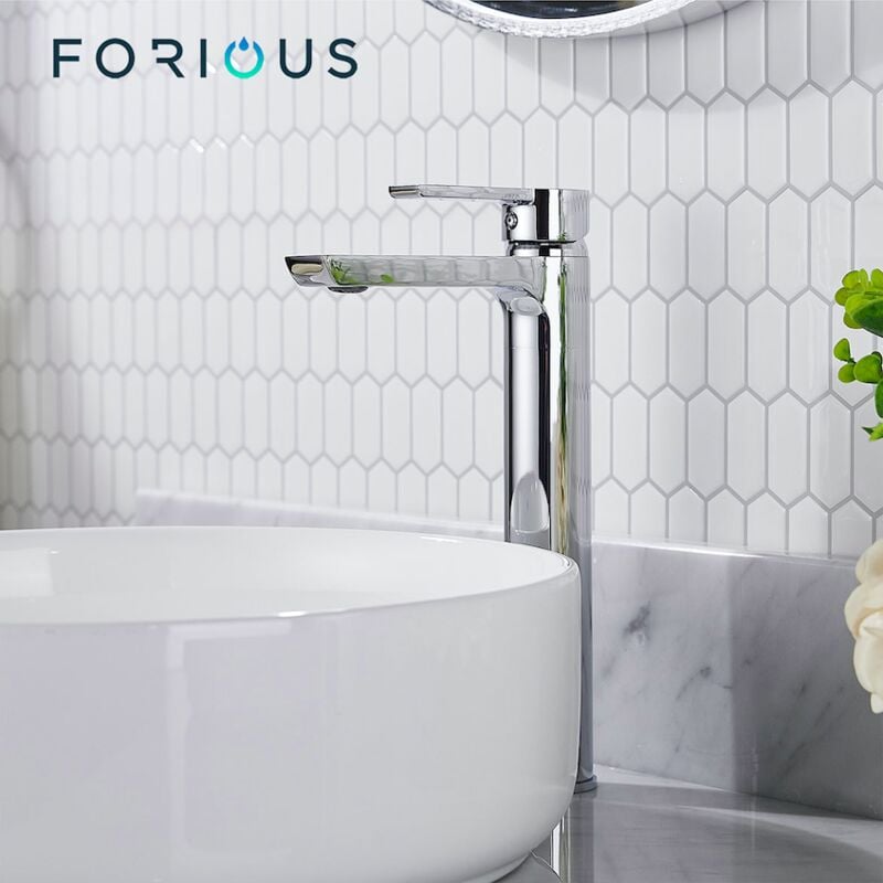 FORIOUS Robinet Haut de Lavabo Mitigeur Eau Chaude et Froide Réglable Design Moderne Finition Chromée