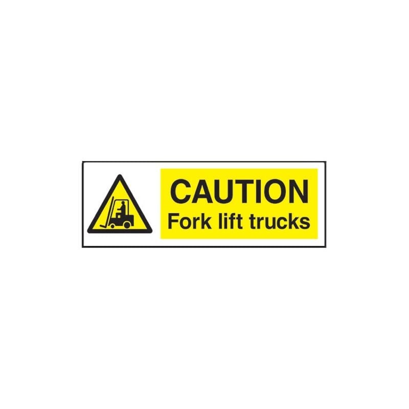Fork Lift Trucks Vinyl Caution Sign - 300 x 100mm - Sitesafe