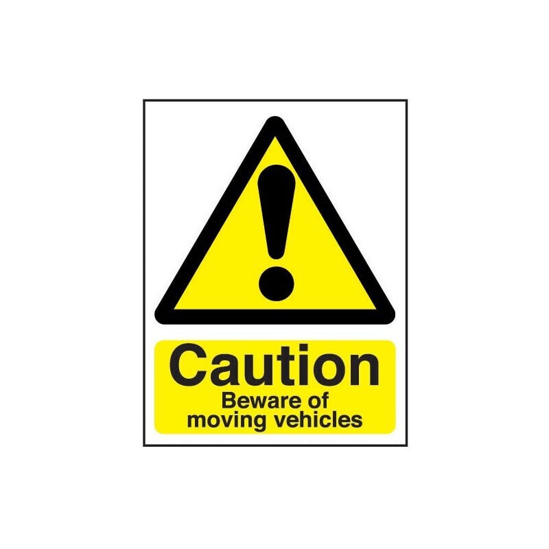 Sitesafe - Beware of Moving Vehicles Rigid PVC Caution Sign - 297 X 420MM