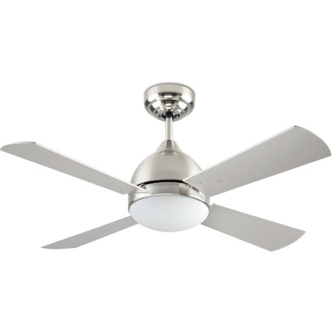 Forlight Borneo - Ventilador de Techo con Luz E27 Silencioso con Motor DC, 3 Velocidades, Programable con Temporizador y Función Giro Inverso para Invierno. Palas Reversibles de Madera. Níquel Satinad