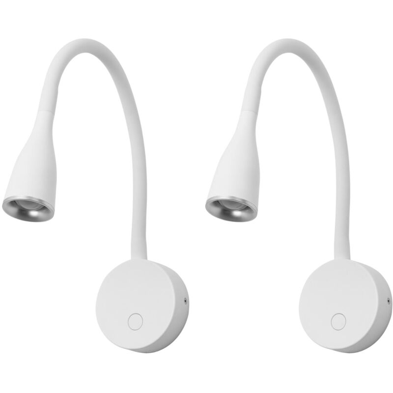 Crobat (2 unidades) Luz Led de Lectura de 3,8W en Color Blanco. Aplique de Pared para Mesita de Noche