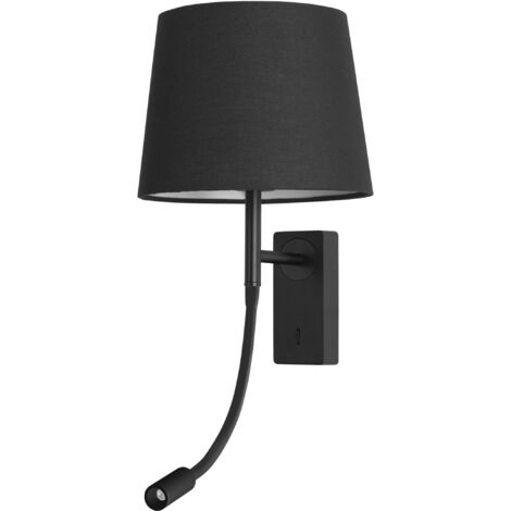 Forlight Janet Wand für Schlafzimmer E27 warm weiße LED -Lesen Lesen 3000k. Schwarzer Aluminiumtextilbildschirm