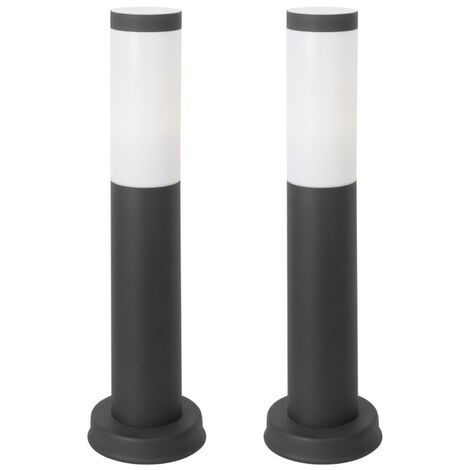 Forlight Koral (2uds) Baliza Exterior para Jardín Resistente al Agua IP55. Bolardo de Acero Inoxidable Gris Urbano 23W