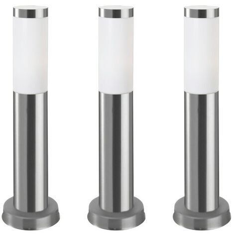 Forlight Koral (3 uds) Baliza Exterior de Jardín Resistente al Agua IP55. Poste de Luz. Lámpara Bolardo de Acero Inoxidable 23W.