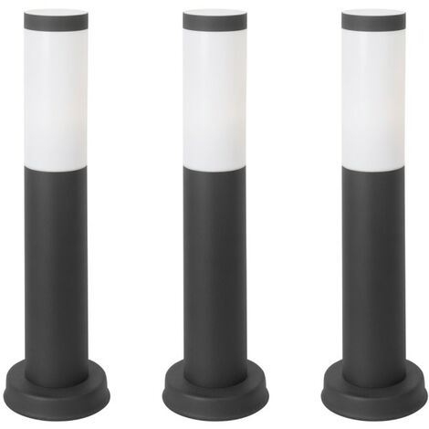 Forlight Koral (3uds) Baliza Exterior para Jardín Resistente al Agua IP55. Bolardo de Acero Inoxidable Gris Urbano 23W