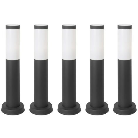 Forlight Koral (5uds) Baliza Exterior para Jardín Resistente al Agua IP55. Bolardo de Acero Inoxidable Gris Urbano 23W