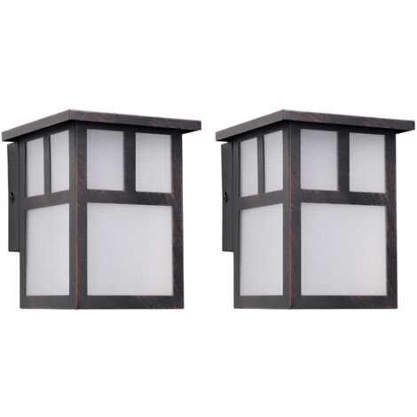 FORLIGHT Osaka (2 pièces) Applique d'extérieur rustique de style japonais. Lanterne murale pour E27 Ampoule. - Marron