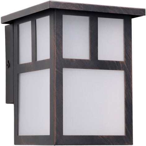 Forlight Osaka Aplique de Pared Exterior Rústico de Estilo Japonés. Farol de Pared para Bombilla E27. Lámpara de Pared para Jardín y Terraza IP23. Marrón Óxido