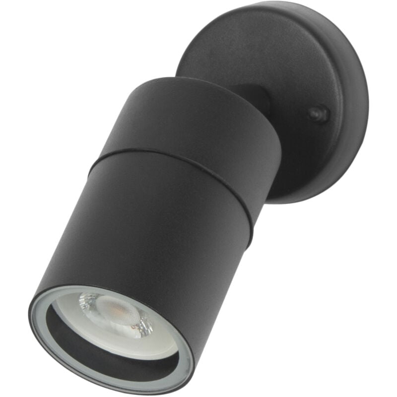 Pixa - Foco Proyector de Pared IP44 Exterior Bombilla GU10. Aplique de Pared o Techo Orientable Acero Color Negro