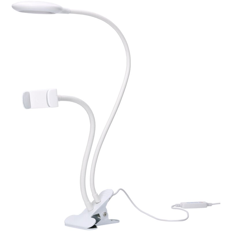 Forlight - Servi Flexo portátil led 4 w con Pinza para móvil. Regulador de tono e intensidad Brazo flexible. Blanco