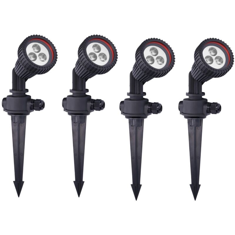 Tidian (4uds) Foco Proyector de Exterior para Jardín IP65. Con Pincho para Césped. Para Bombilla GU10. Color Negro